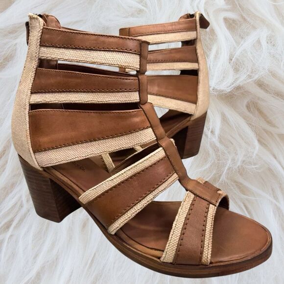 Vintage Foundry Co Bootie Sandals Women Size 11 Brown Leather Block Heel Boho - Picture 1 of 15